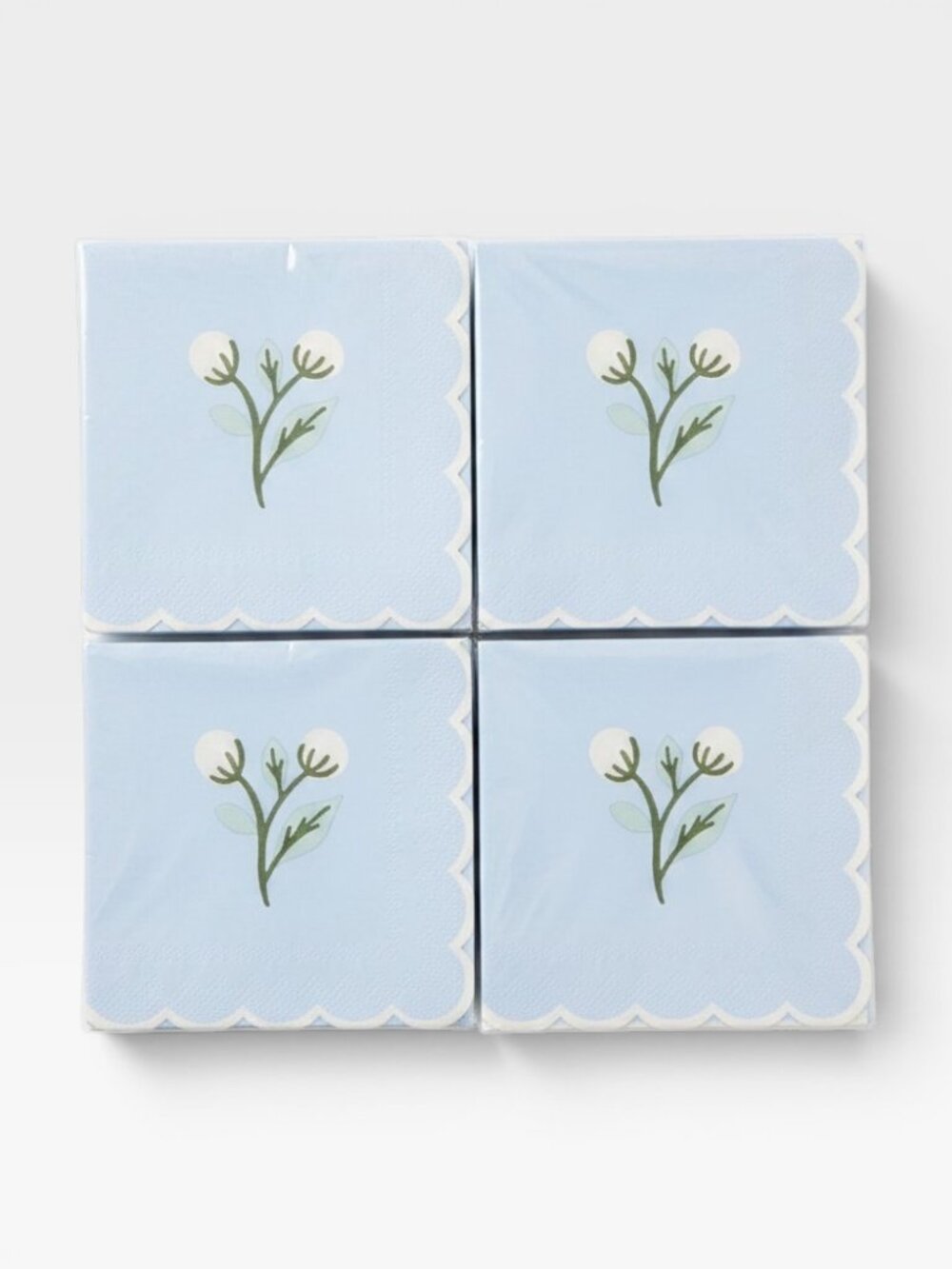 My Mind’s Eye Blue Scallop Floral Cocktail Napkins Set of 4 NWT